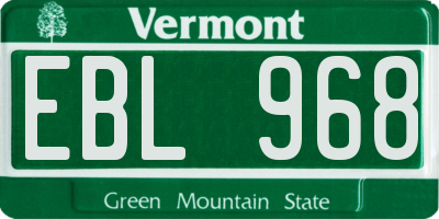 VT license plate EBL968