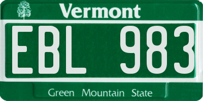 VT license plate EBL983