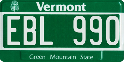 VT license plate EBL990
