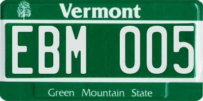 VT license plate EBM005