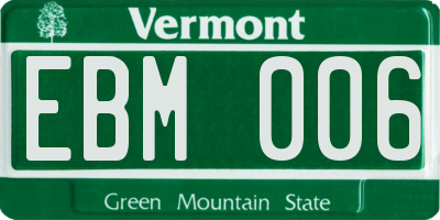 VT license plate EBM006