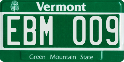 VT license plate EBM009