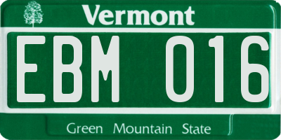 VT license plate EBM016