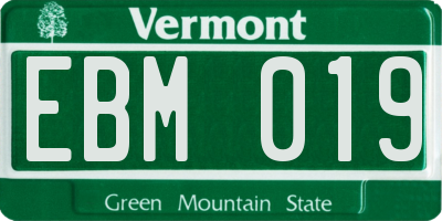 VT license plate EBM019