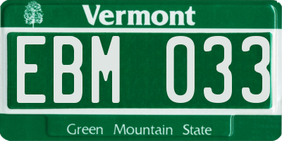 VT license plate EBM033