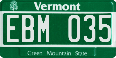 VT license plate EBM035