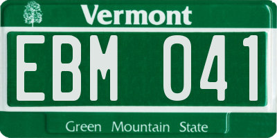 VT license plate EBM041