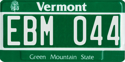VT license plate EBM044