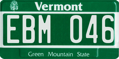 VT license plate EBM046
