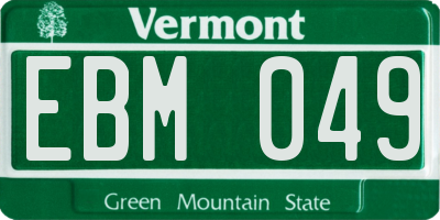 VT license plate EBM049