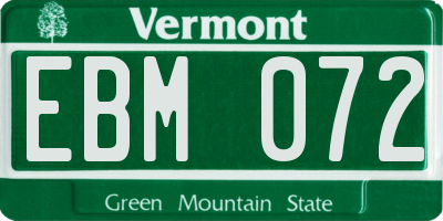 VT license plate EBM072