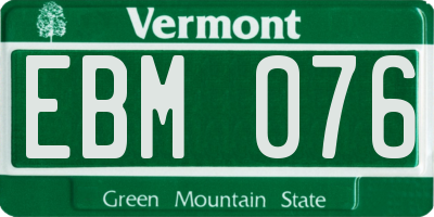 VT license plate EBM076
