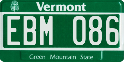 VT license plate EBM086