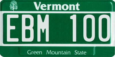 VT license plate EBM100