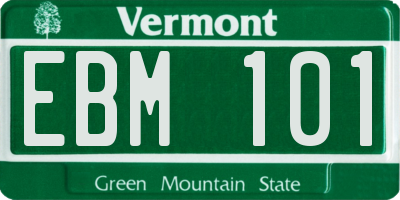 VT license plate EBM101