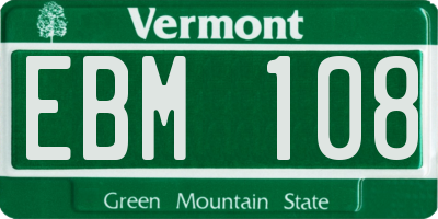 VT license plate EBM108
