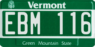 VT license plate EBM116