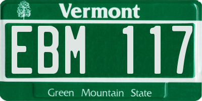 VT license plate EBM117