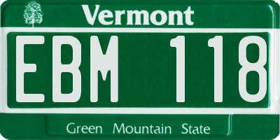 VT license plate EBM118