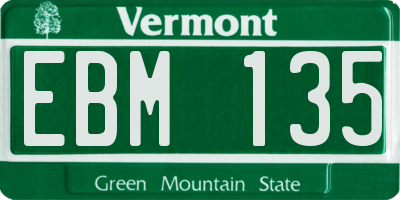 VT license plate EBM135