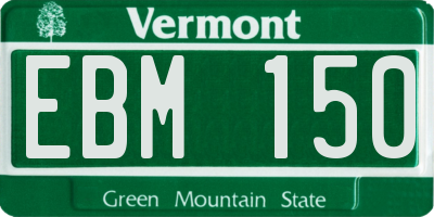 VT license plate EBM150