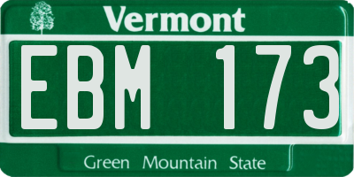 VT license plate EBM173