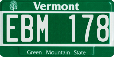VT license plate EBM178
