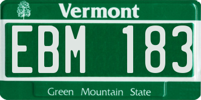 VT license plate EBM183
