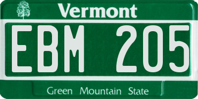VT license plate EBM205