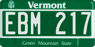 VT license plate EBM217