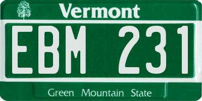 VT license plate EBM231