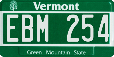 VT license plate EBM254