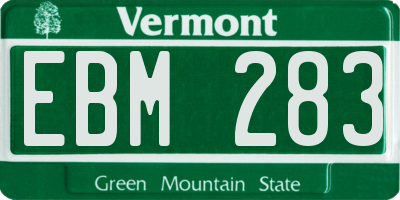 VT license plate EBM283
