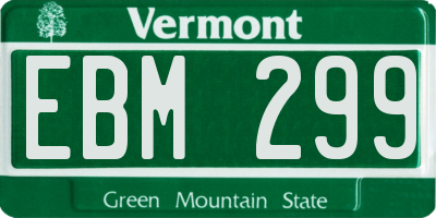 VT license plate EBM299