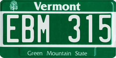 VT license plate EBM315
