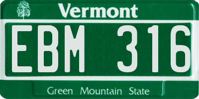 VT license plate EBM316