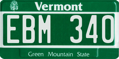 VT license plate EBM340