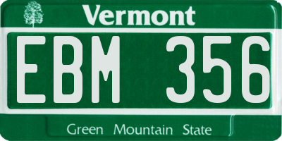 VT license plate EBM356
