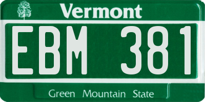 VT license plate EBM381