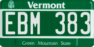 VT license plate EBM383