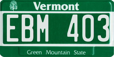 VT license plate EBM403