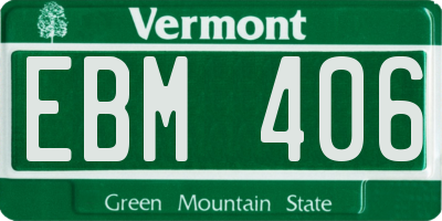 VT license plate EBM406