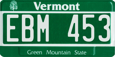 VT license plate EBM453