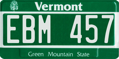 VT license plate EBM457