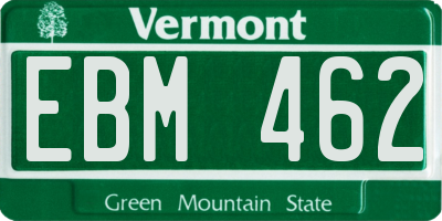 VT license plate EBM462