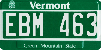 VT license plate EBM463