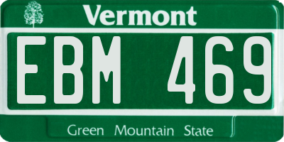 VT license plate EBM469