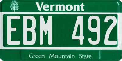 VT license plate EBM492