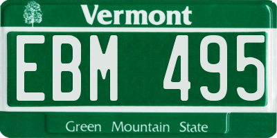 VT license plate EBM495