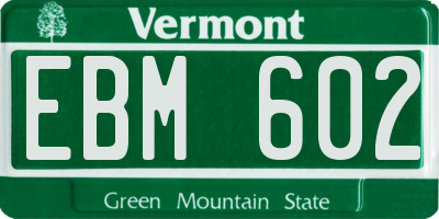 VT license plate EBM602